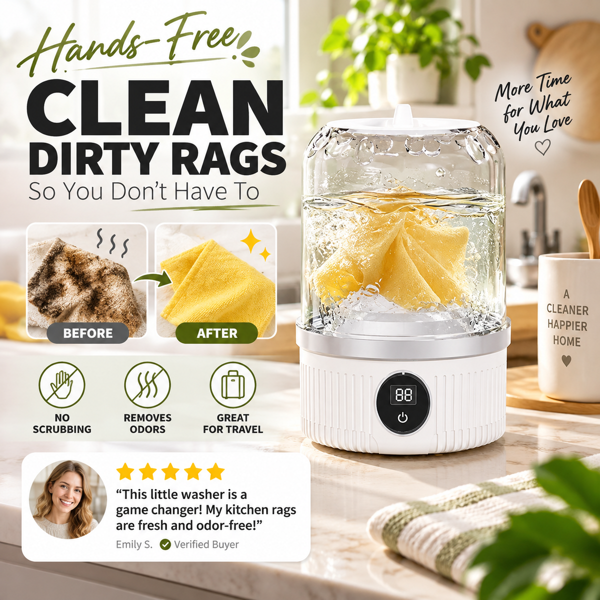 👕 LIMITED-TIME 50% OFF ✨ Mini Portable Washing Machine — 3000mAh, 15 Washes, Type-C Rechargeable