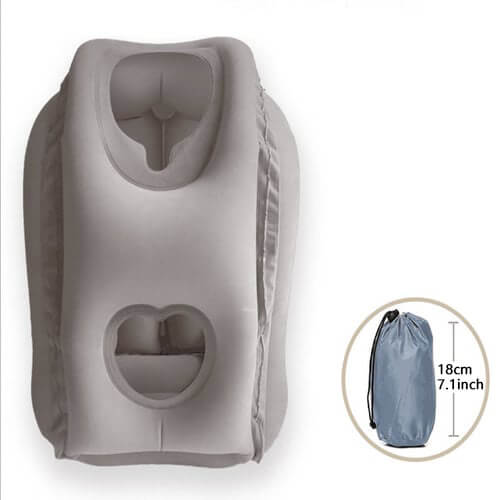 ✈️ Inflatable Ergonomic Hollow-Cutout Travel Pillow – PVC Flocking, Quick Inflate, With Storage Bag ✨