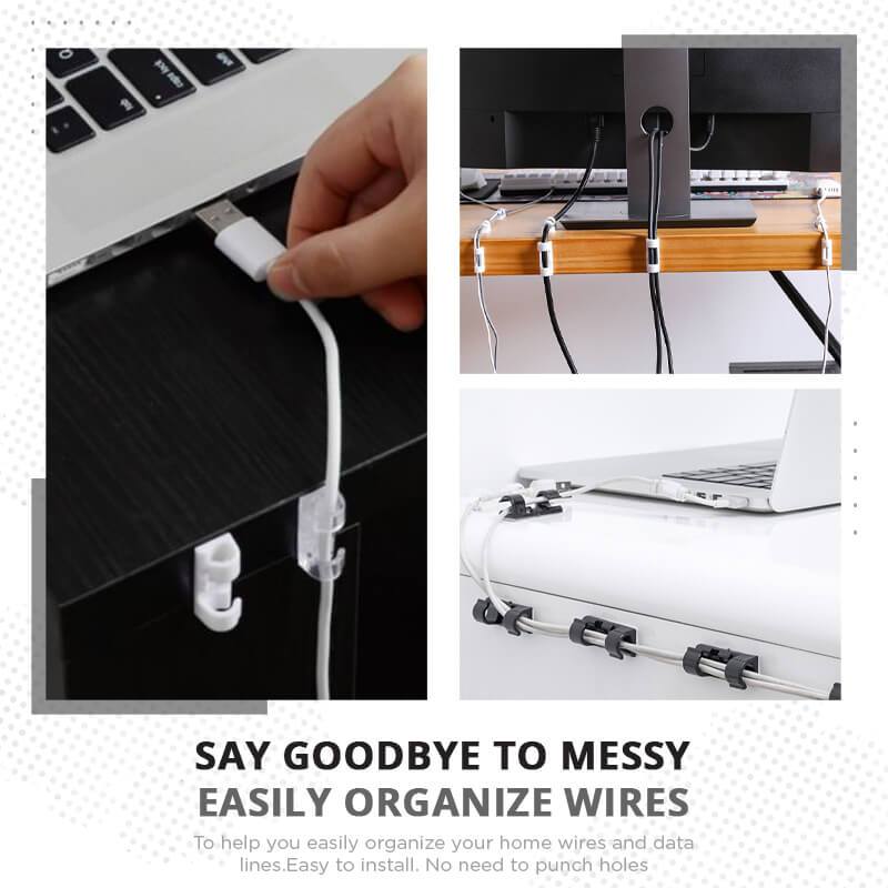 🎃Buy 1 Get 1 Free!🔌Self-Adhesive Cable Organiser Clips – 16/20-Piece No-Drill Set