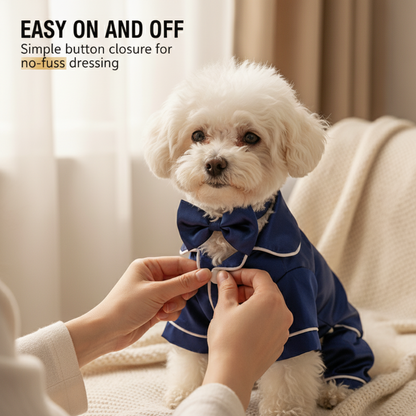 🐾 Pet Satin-Feel Pajamas – Soft Button-Down Design for Cozy Indoor Wear