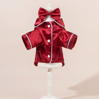 🐾 Pet Satin-Feel Pajamas – Soft Button-Down Design for Cozy Indoor Wear