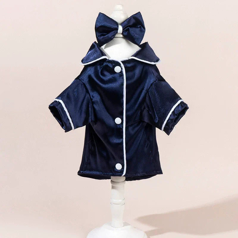 🐾 Pet Satin-Feel Pajamas – Soft Button-Down Design for Cozy Indoor Wear