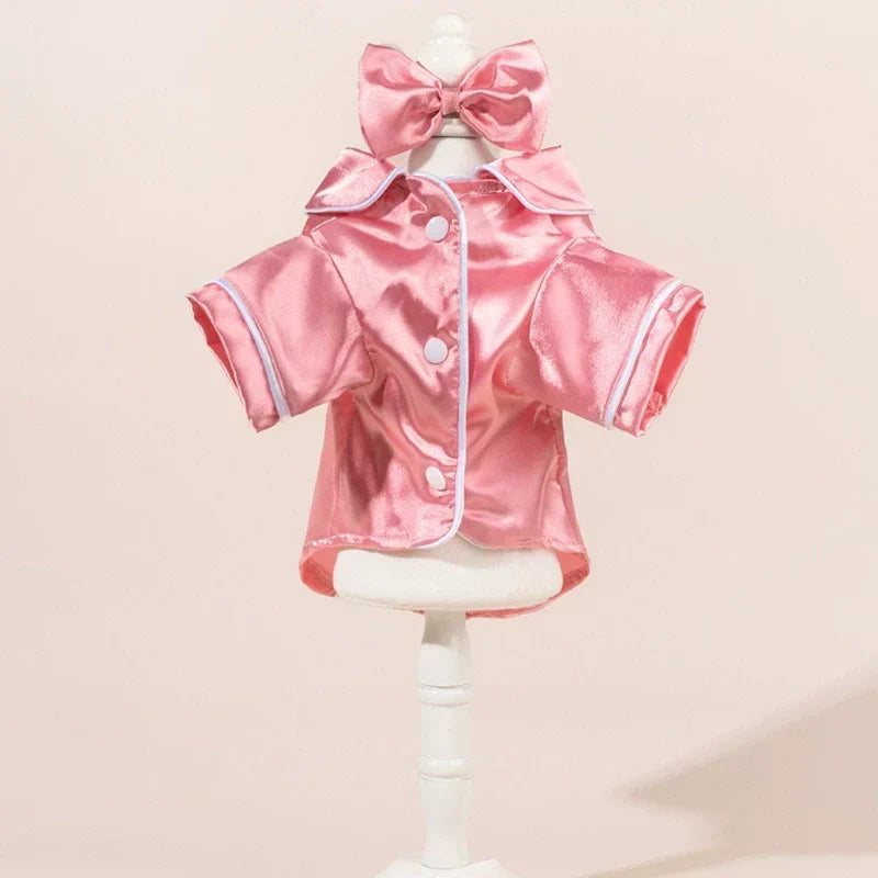 🐾 Pet Satin-Feel Pajamas – Soft Button-Down Design for Cozy Indoor Wear