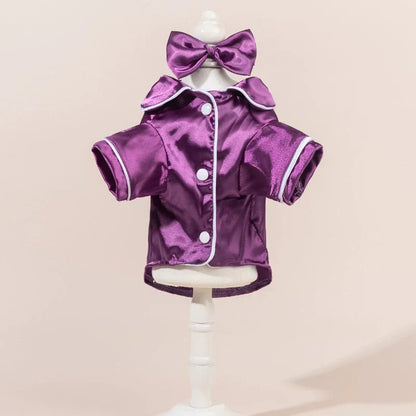 🐾 Pet Satin-Feel Pajamas – Soft Button-Down Design for Cozy Indoor Wear