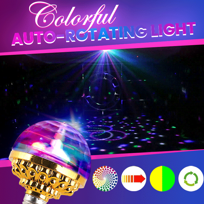🌈✨ Colorful Rotating Party Light – Auto-Spinning Disco Light