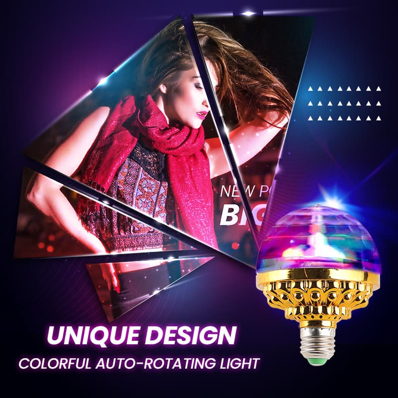 🌈✨ Colorful Rotating Party Light – Auto-Spinning Disco Light