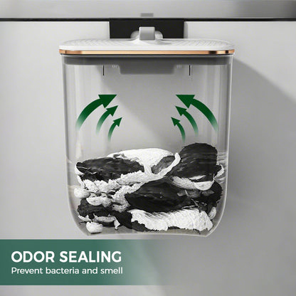🏠 Hanging Kitchen Bin with Lid – A space-saving essential for compact British kitchens. Locks away food scraps & cooking odours, and clips neatly onto cabinet doors, worktops or walls. Perfect for tea bags, vegetable peelings & daily waste 🍃