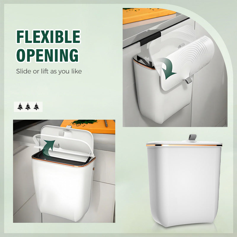 🏠 Hanging Kitchen Bin with Lid – A space-saving essential for compact British kitchens. Locks away food scraps & cooking odours, and clips neatly onto cabinet doors, worktops or walls. Perfect for tea bags, vegetable peelings & daily waste 🍃