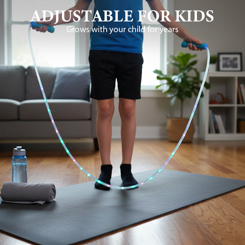 ✨50% OFF NOW! LED Light-Up Jump Rope for Kids – Lightweight Luminous Skipping Rope, Color Flashing Jump Rope for Kids Exercise, Outdoor Play & Fitness Game