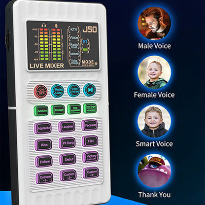 🎙️50% OFF NOW! Portable Handheld Live Sound Card with Voice Changer – J50 Audio Mixer, Multiple Sound Effects & Bluetooth for Streaming, Podcast & Karaoke