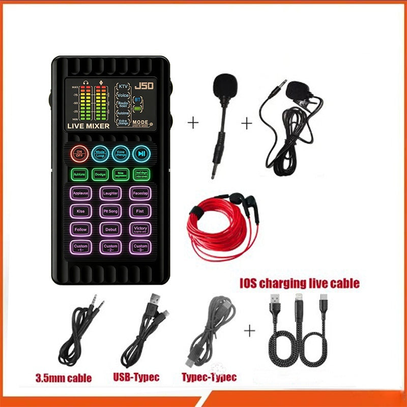 🎙️50% OFF NOW! Portable Handheld Live Sound Card with Voice Changer – J50 Audio Mixer, Multiple Sound Effects & Bluetooth for Streaming, Podcast & Karaoke