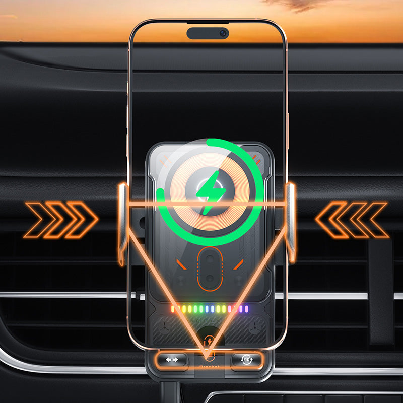 Smart 2-In-1 Auto-Rotating Car Phone Holder & Wireless Charger