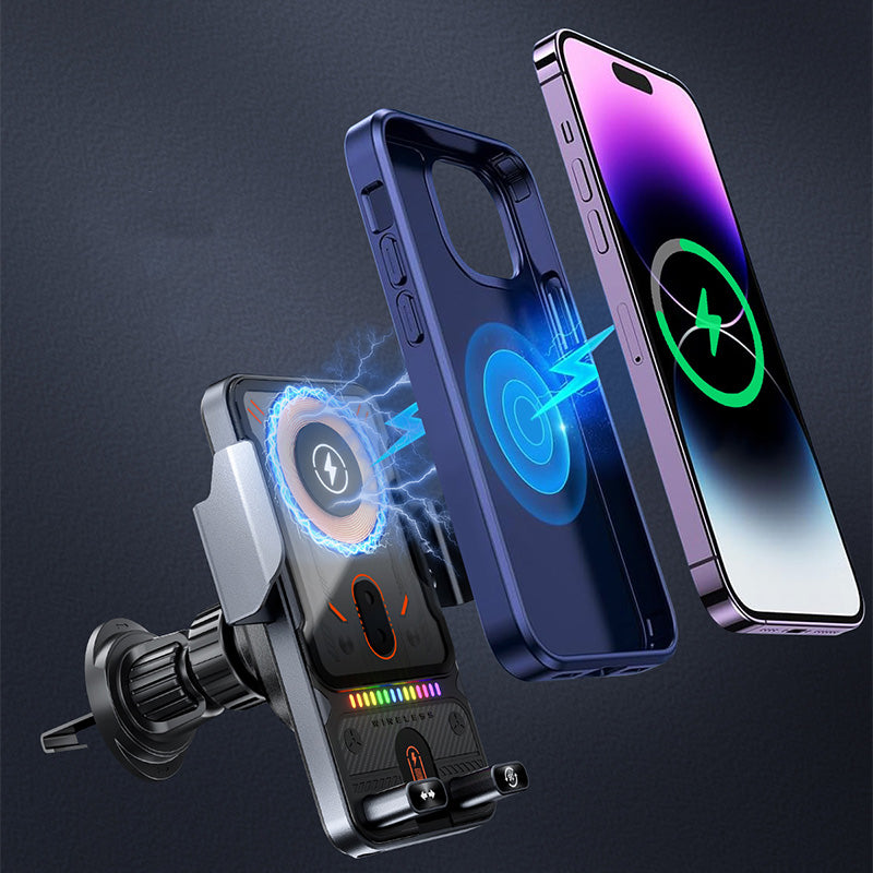 Smart 2-In-1 Auto-Rotating Car Phone Holder & Wireless Charger