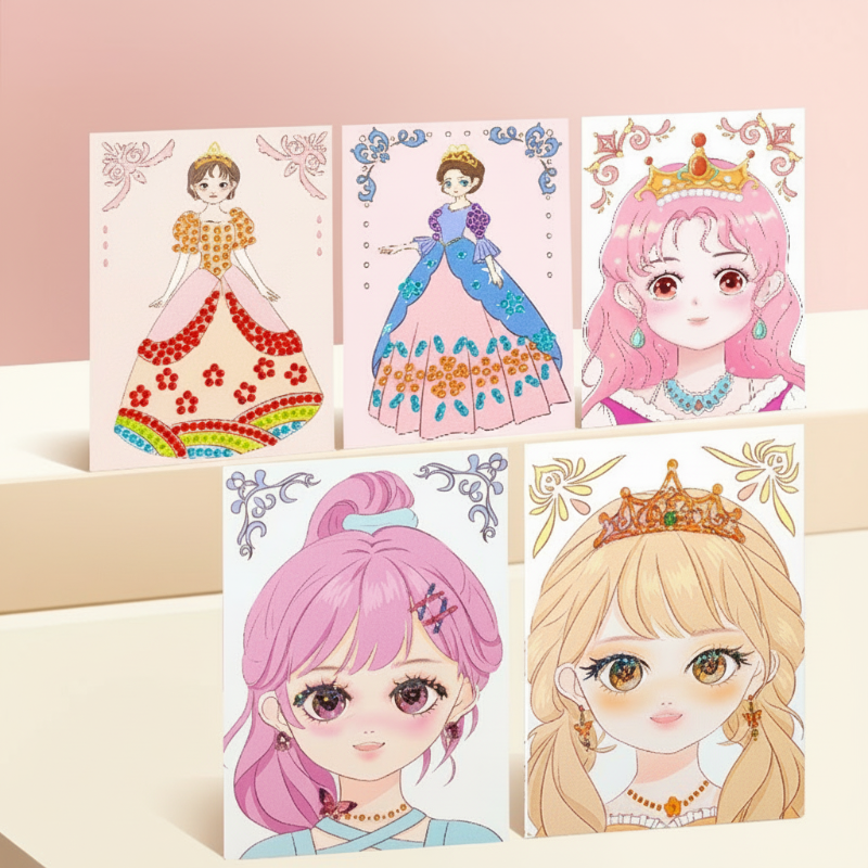 👑LAST DAY SALE 60% Off ✨ Princess Paper Makeup & Diamond Art Craft Kit🎨Mess-Free Paper Play, Realistic Fun for Girls