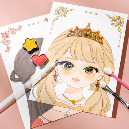 👑LAST DAY SALE 60% Off ✨ Princess Paper Makeup & Diamond Art Craft Kit🎨Mess-Free Paper Play, Realistic Fun for Girls