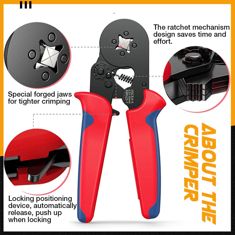 🔥Hot Sale 🎊Ratchet Tubular Terminal Wire Crimpers Set | Precision Indent Crimping Tool