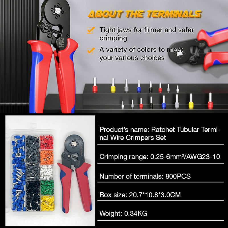 🔥Hot Sale 🎊Ratchet Tubular Terminal Wire Crimpers Set | Precision Indent Crimping Tool