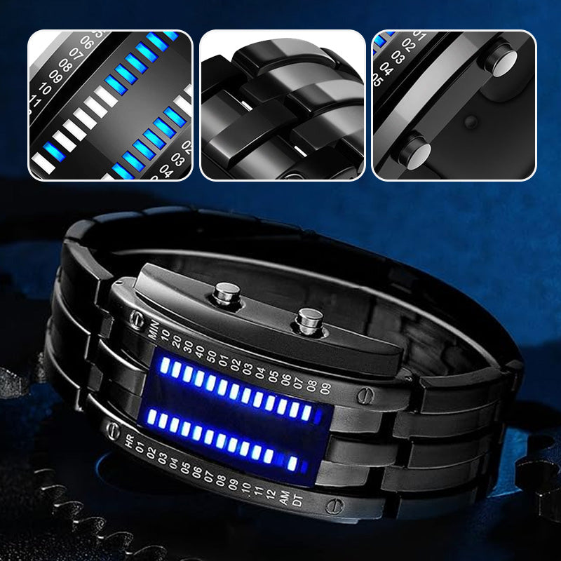 ⌚ LIMITED-TIME 50% OFF✨ Men's Binary LED Watch – Stainless Steel, Blue Light, Sporty, Water-Resistant, Modern ⚡