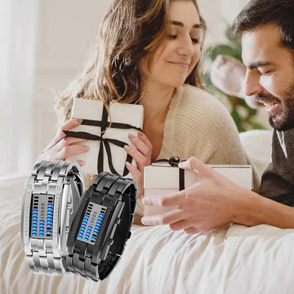⌚ LIMITED-TIME 50% OFF✨ Men's Binary LED Watch – Stainless Steel, Blue Light, Sporty, Water-Resistant, Modern ⚡