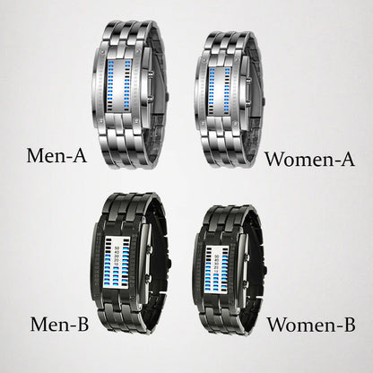 ⌚ LIMITED-TIME 50% OFF✨ Men's Binary LED Watch – Stainless Steel, Blue Light, Sporty, Water-Resistant, Modern ⚡