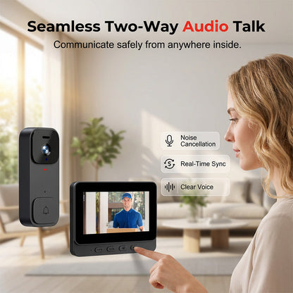 ⏰Smart Video Doorbell with 4.3" Display – Two-Way Audio, Night Vision, Wide Angle