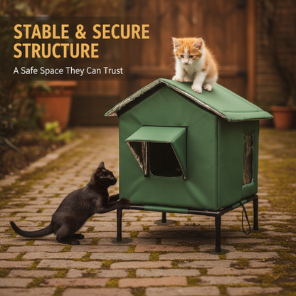 🏠 LIMITED-TIME 50% OFF! 🐈Elevated Insulated Outdoor Cat House – Weather-Resistant Shelter with Thermal Lining & Raised Stand