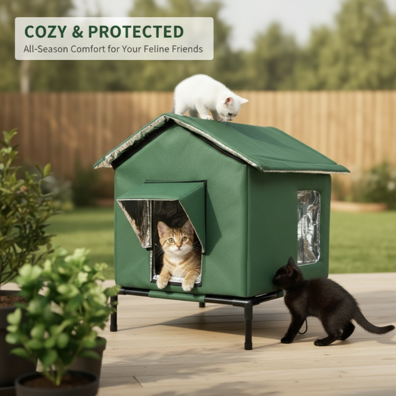 🏠 LIMITED-TIME 50% OFF! 🐈Elevated Insulated Outdoor Cat House – Weather-Resistant Shelter with Thermal Lining & Raised Stand