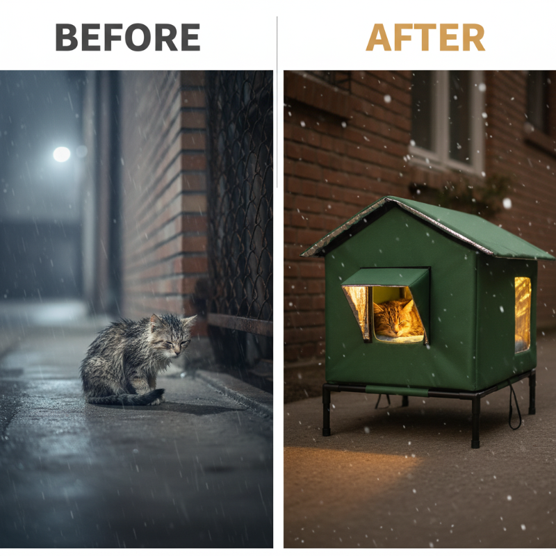 🏠 LIMITED-TIME 50% OFF! 🐈Elevated Insulated Outdoor Cat House – Weather-Resistant Shelter with Thermal Lining & Raised Stand