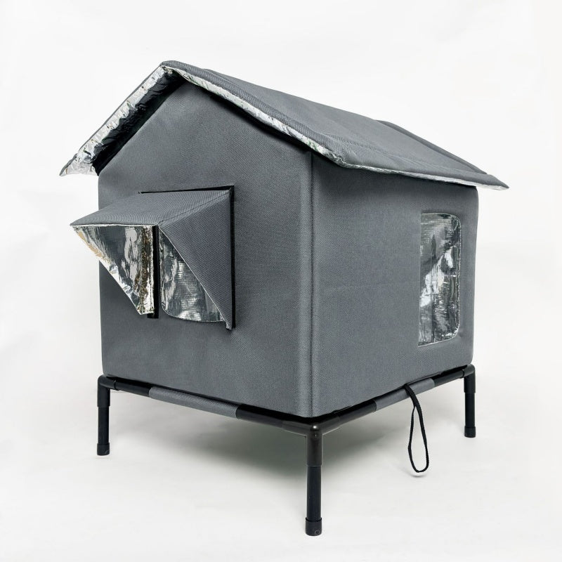 🏠 LIMITED-TIME 50% OFF! 🐈Elevated Insulated Outdoor Cat House – Weather-Resistant Shelter with Thermal Lining & Raised Stand