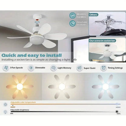 🔥sale 60%OFF-🎁2-IN-1 PORTABLE CEILING FAN & LIGHT with Remote Control