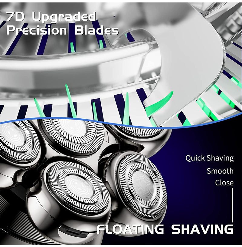 💪7D Floating Shaver Set | 5-in-1 Multifunctional⚡ Wireless Charging + LED Battery Indicator🚿 Wet/Dry Use · Washable🪐 Portable for Travel