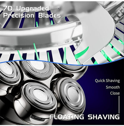 💪7D Floating Shaver Set | 5-in-1 Multifunctional⚡ Wireless Charging + LED Battery Indicator🚿 Wet/Dry Use · Washable🪐 Portable for Travel