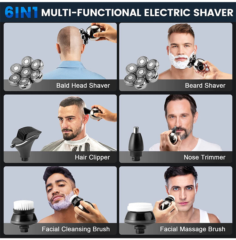 💪7D Floating Shaver Set | 5-in-1 Multifunctional⚡ Wireless Charging + LED Battery Indicator🚿 Wet/Dry Use · Washable🪐 Portable for Travel