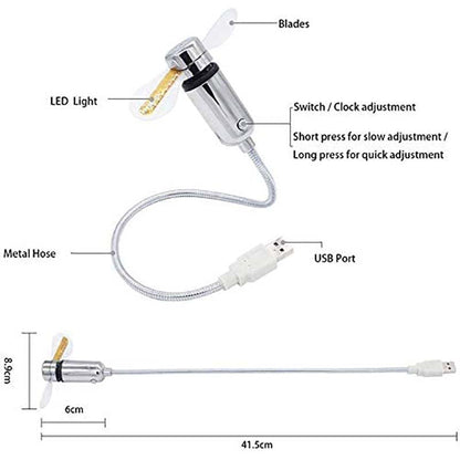 USB Fan LED Clock Light