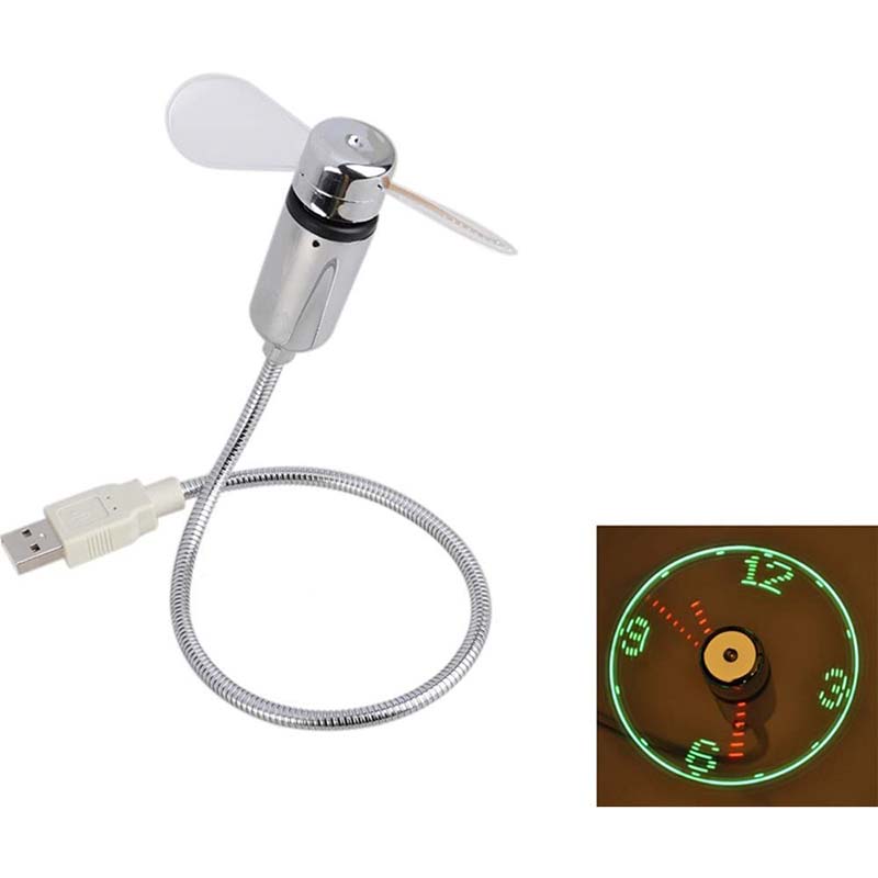 USB Fan LED Clock Light