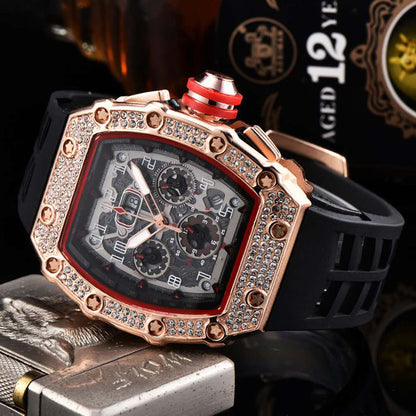 ⌚ LIMITED-TIME 50% OFF! ✨ Luxury Men's Tonneau-Shaped Watch – Rhinestone, Sleek, Bold 🪩