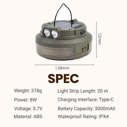 Solar Camping Light with 20m Light Strip