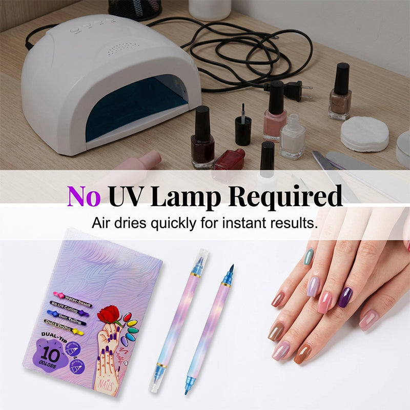10-Color Dual-Tip Nail Art Marker Pen Set
