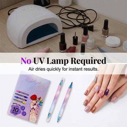 10-Color Dual-Tip Nail Art Marker Pen Set