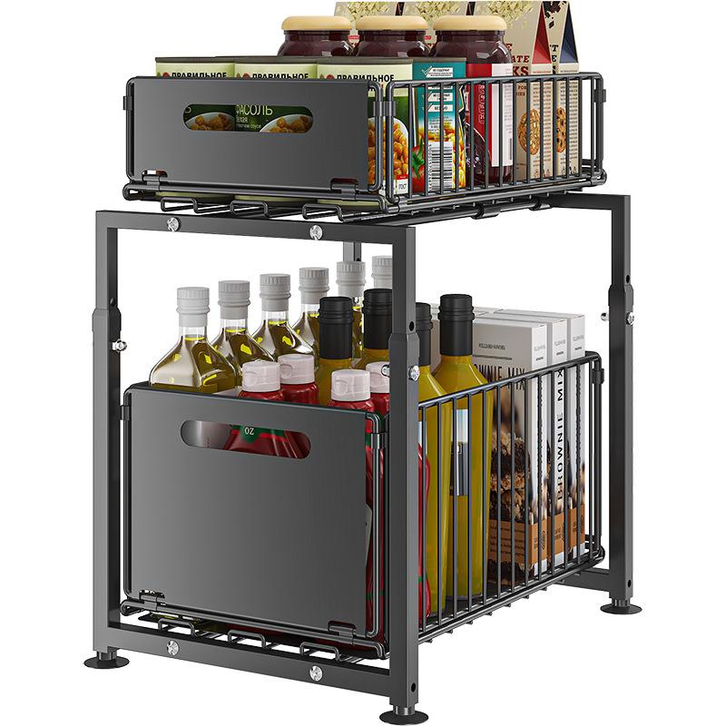 💪🥫 FLASH SALE 50% OFF! Double-Tier Pull-Out Shelf Cabinet Organiser – 5 Height Adjustments, 2 Pull-Out Tiers, Carbon Steel & Large Capacity – No Assembly Required ✨
