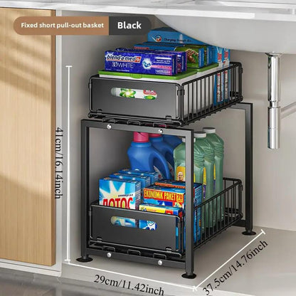 💪🥫 FLASH SALE 50% OFF! Double-Tier Pull-Out Shelf Cabinet Organiser – 5 Height Adjustments, 2 Pull-Out Tiers, Carbon Steel & Large Capacity – No Assembly Required ✨