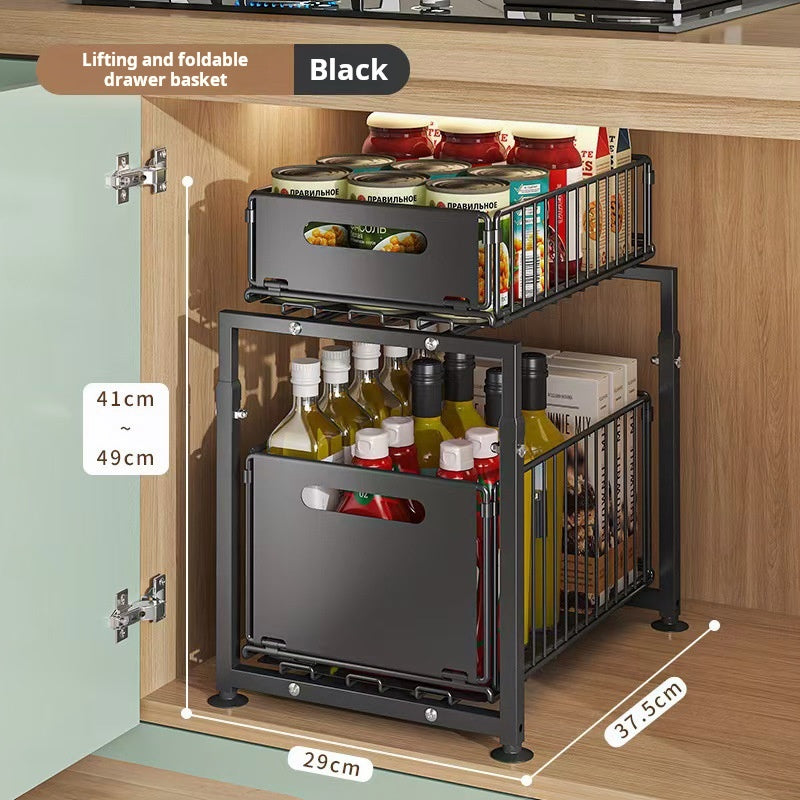 💪🥫 FLASH SALE 50% OFF! Double-Tier Pull-Out Shelf Cabinet Organiser – 5 Height Adjustments, 2 Pull-Out Tiers, Carbon Steel & Large Capacity – No Assembly Required ✨