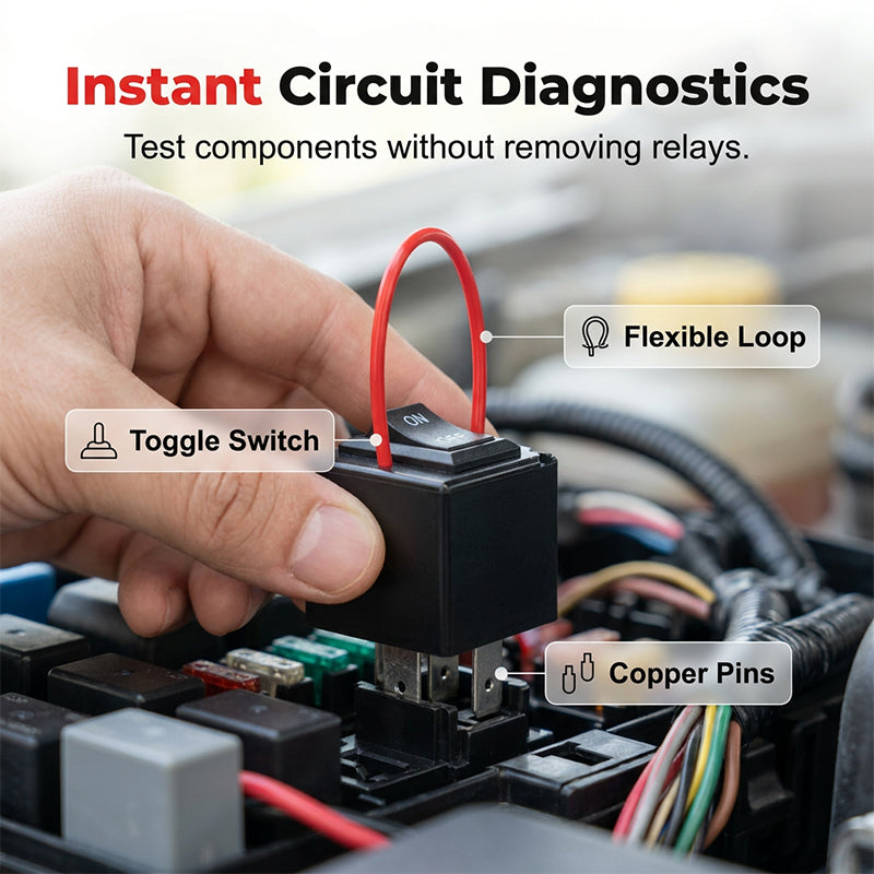 🔧 Automotive Relay Tester & Bypass Jumper Kit – 20A 12V Circuit Test Switch for Fuel Pumps, Fans & Motors