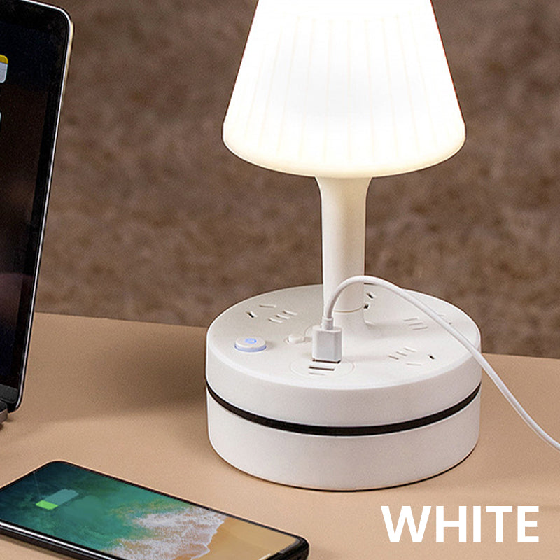 🥳2026 HOT SALE🥳💞50K+ SOLD! 💡🔌 50% OFF! 3‑Outlet USB Power Strip with Lamp – 3 AC + 2 USB‑A + 2 USB‑C, built‑in desk lamp with 3 light colours. Perfect bedside charger – no more searching for plugs! 🛏️✨