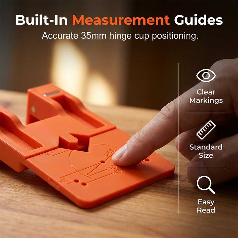 🔧 LIMITED-TIME 50% OFF! ✨ Cabinet Door Hinge Drilling Guide – Magnetic Clamp, Precise Alignment, 35mm 🪚