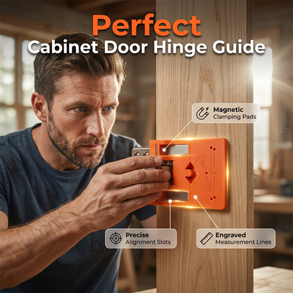 🔧 LIMITED-TIME 50% OFF! ✨ Cabinet Door Hinge Drilling Guide – Magnetic Clamp, Precise Alignment, 35mm 🪚