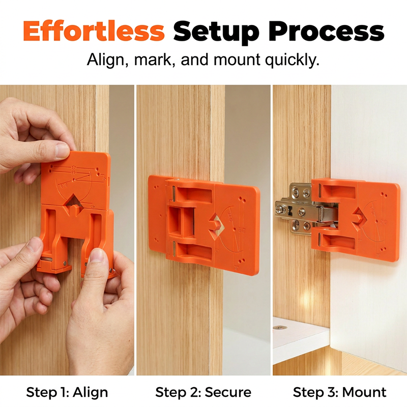 🔧 LIMITED-TIME 50% OFF! ✨ Cabinet Door Hinge Drilling Guide – Magnetic Clamp, Precise Alignment, 35mm 🪚