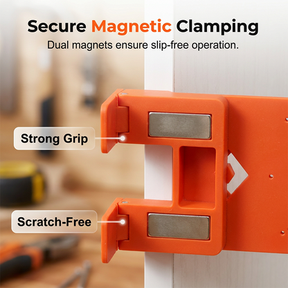 🔧 LIMITED-TIME 50% OFF! ✨ Cabinet Door Hinge Drilling Guide – Magnetic Clamp, Precise Alignment, 35mm 🪚