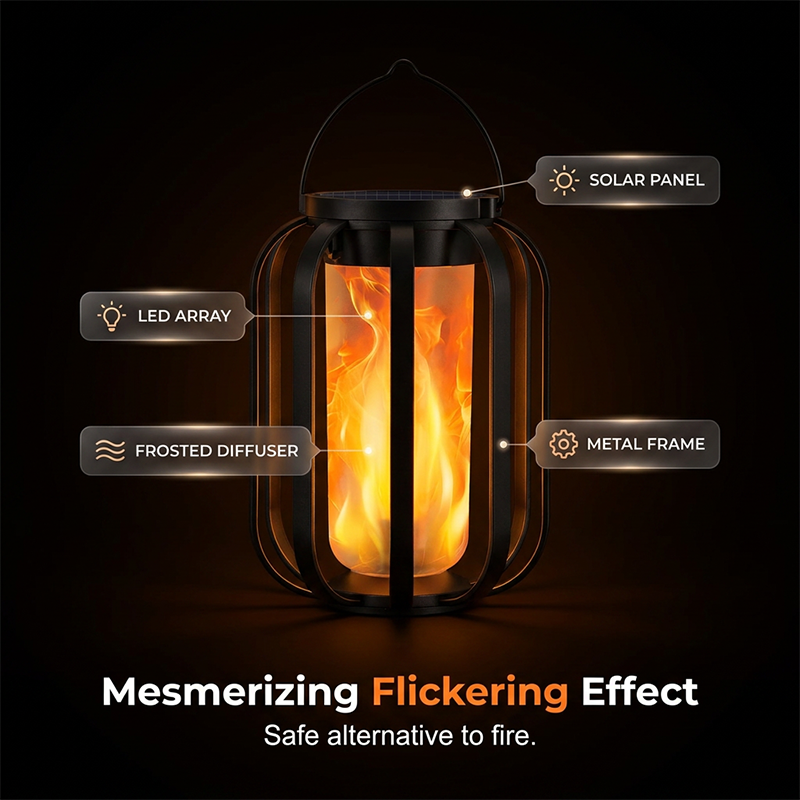 🏮☀️ Solar Flickering Flame Lantern – Waterproof & auto-on – Realistic warm glow, perfect for patios, gardens or pathways – no wiring needed 🌙