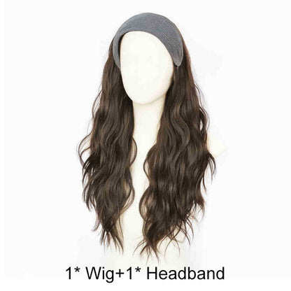 Full Head Wig Set with Removable Gray Headband